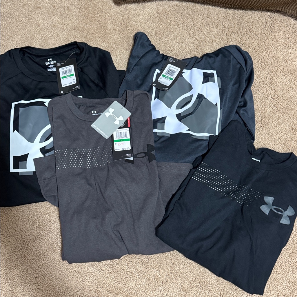 Nwt !! 4 (Four) Under Armour Ls Tshirt Bundle - Sz L. Boys Shirt Bundle. Nwt !!